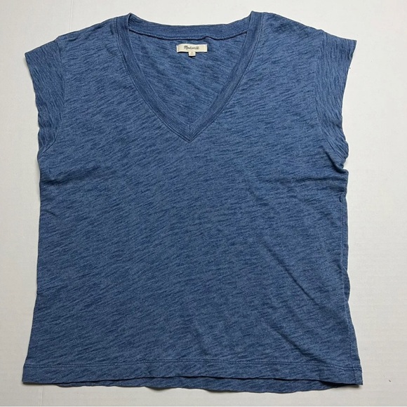 Madewell Indigo Hemp-Cotton V-Neck Muscle Tee Size: Small - Picture 3 of 9